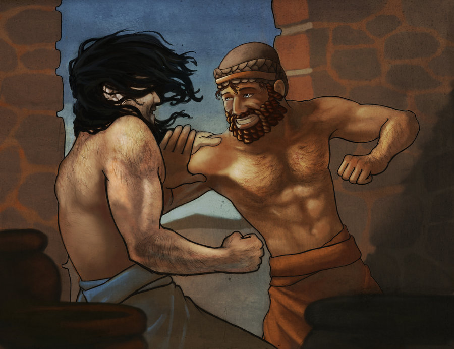 Gilgamesh_vs_Enkidu_by_kattelfodder